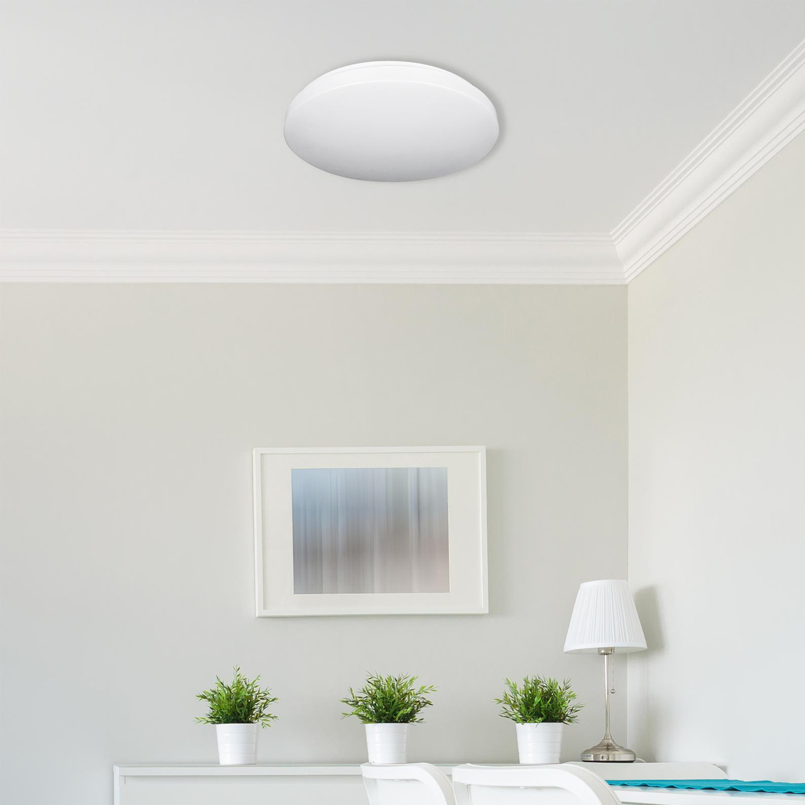 LED ceiling light Reva, Ø 31 cm, white, plastic, steel