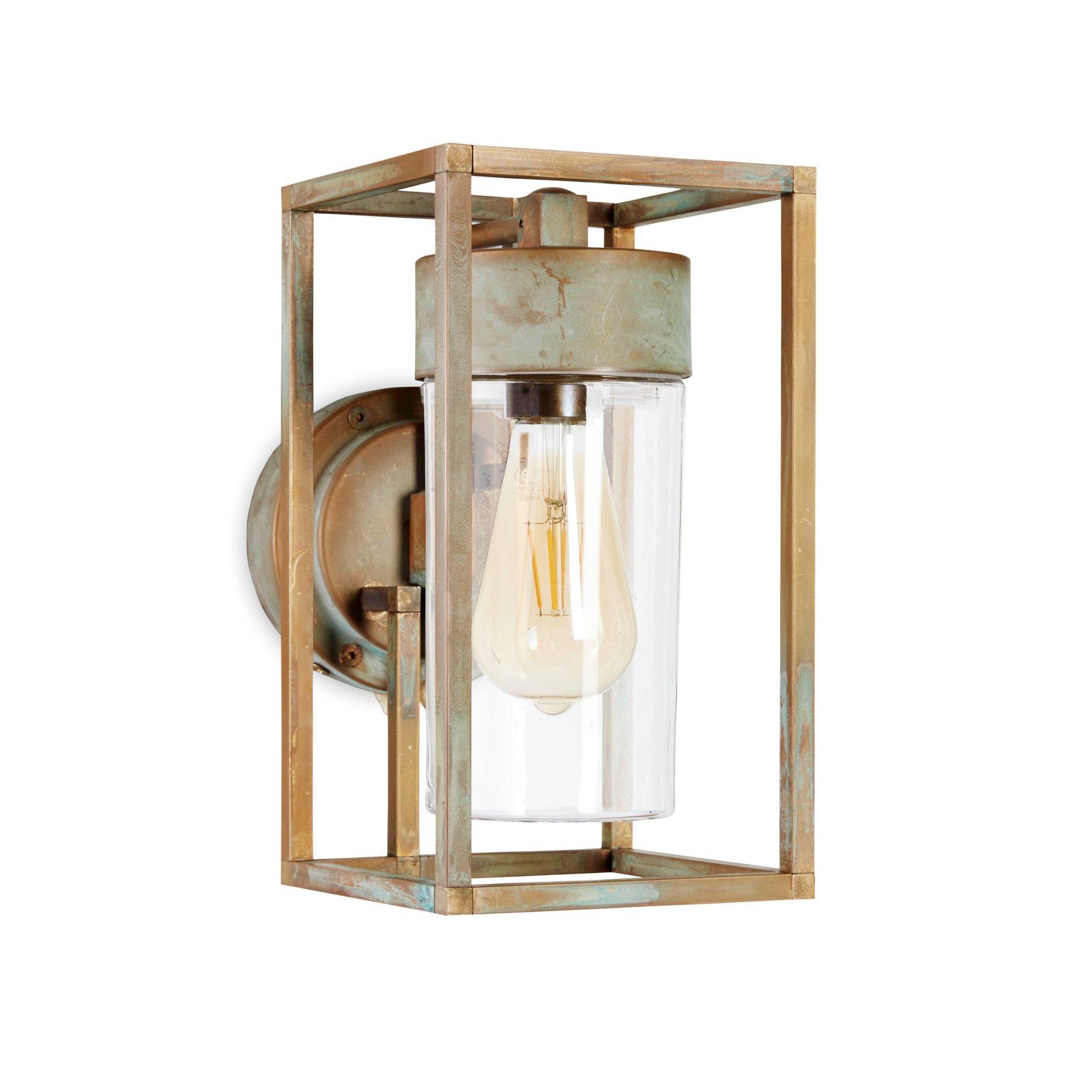 Cubic 3372 outdoor wall lamp antique brass/clear