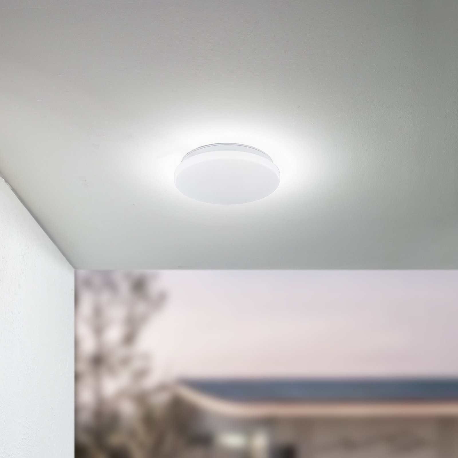 Lindby LED venkovní stropní svítidlo Kirkola, 3000 K, Ø 26 cm, bílé