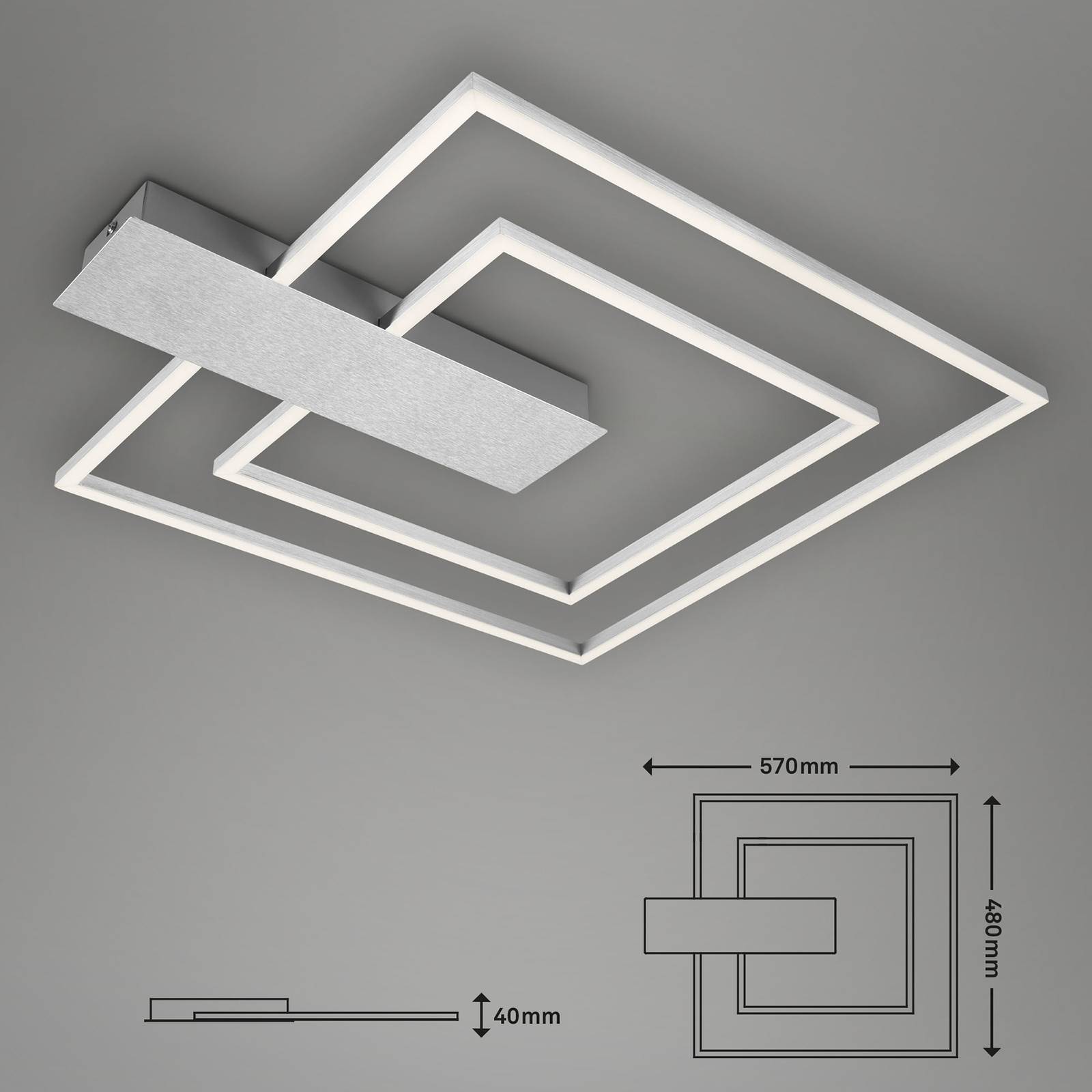 Lampa sufitowa LED Nico Duo, 3 000 K kątowa chrom