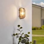 Lindby outdoor wall lamp Daaje, gold-coloured, 16 cm, aluminium