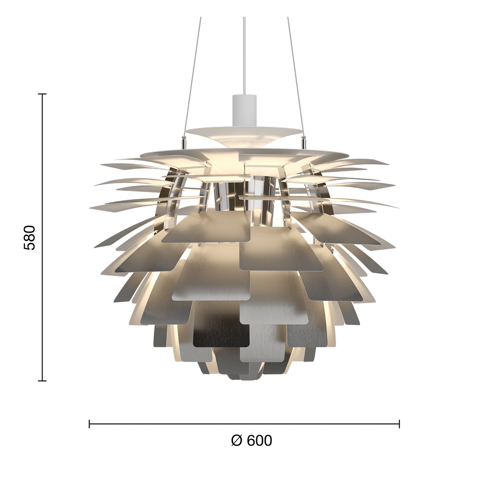 Viseća lampa PH Artichoke V4, nehrđajući čelik, Ø 60 cm, Louis Poulsen