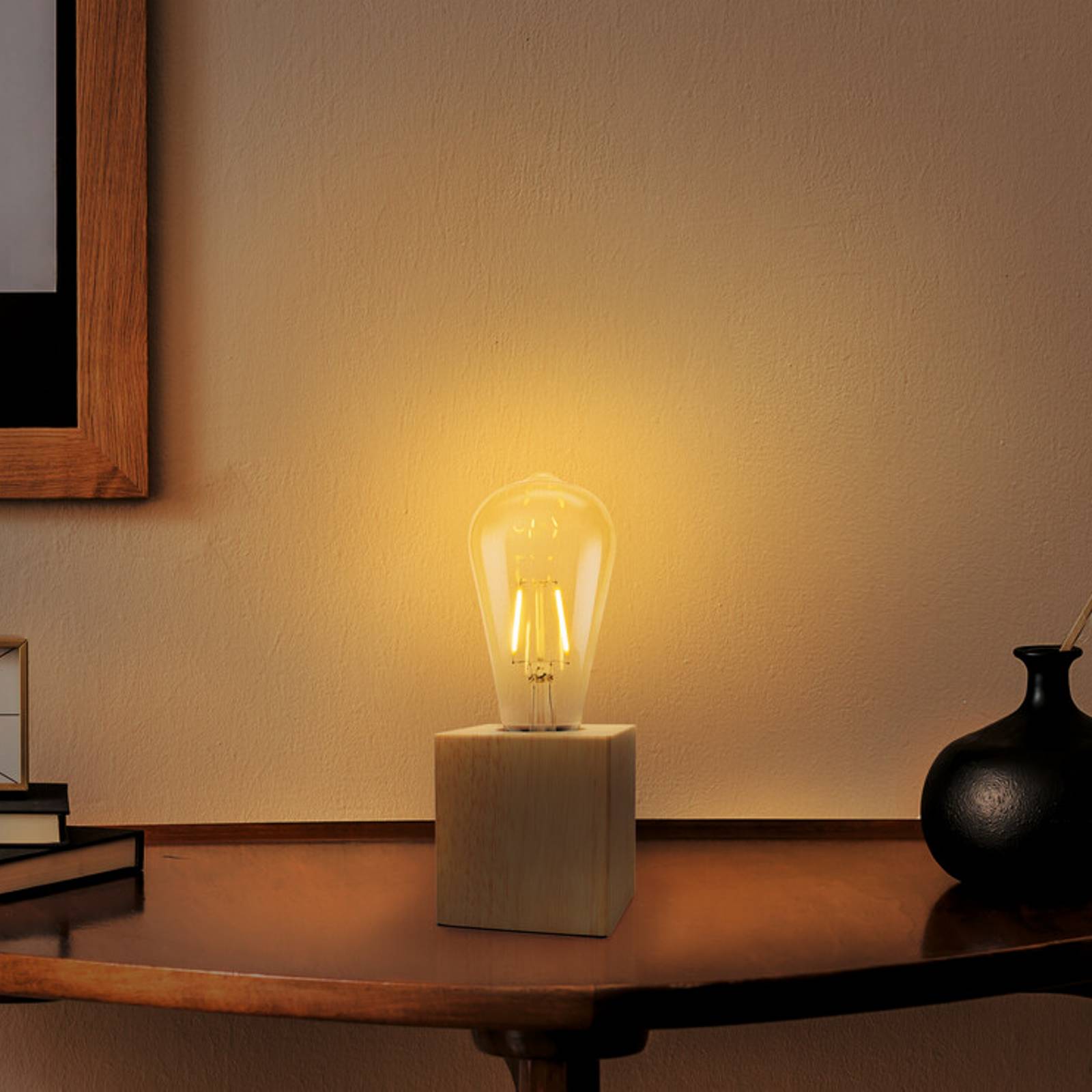 OSRAM lampa stołowa Vintage 1906, drewno z żarówką LED E27
