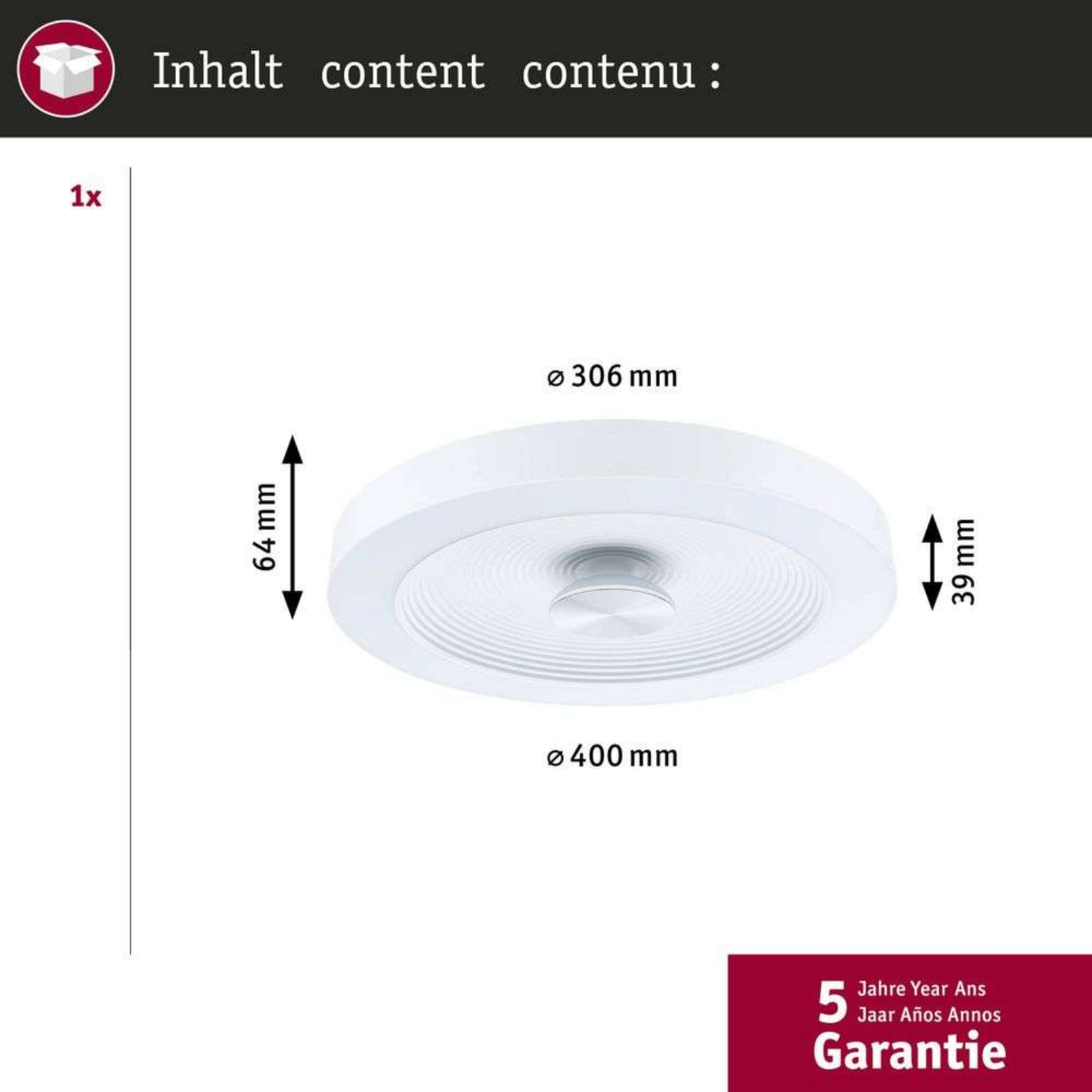 Volea LED Stropní svítidlo Ø40 IP44 Dim. Bílá/Stříbrná - Paulmann