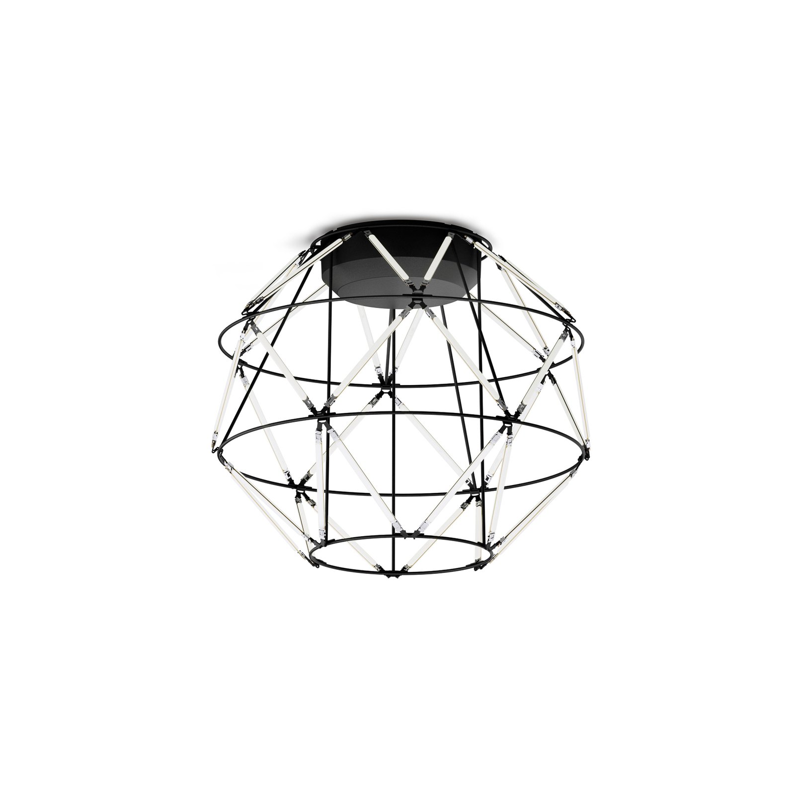 Plafonnier LED Euclide, noir, métal, largeur 35 cm