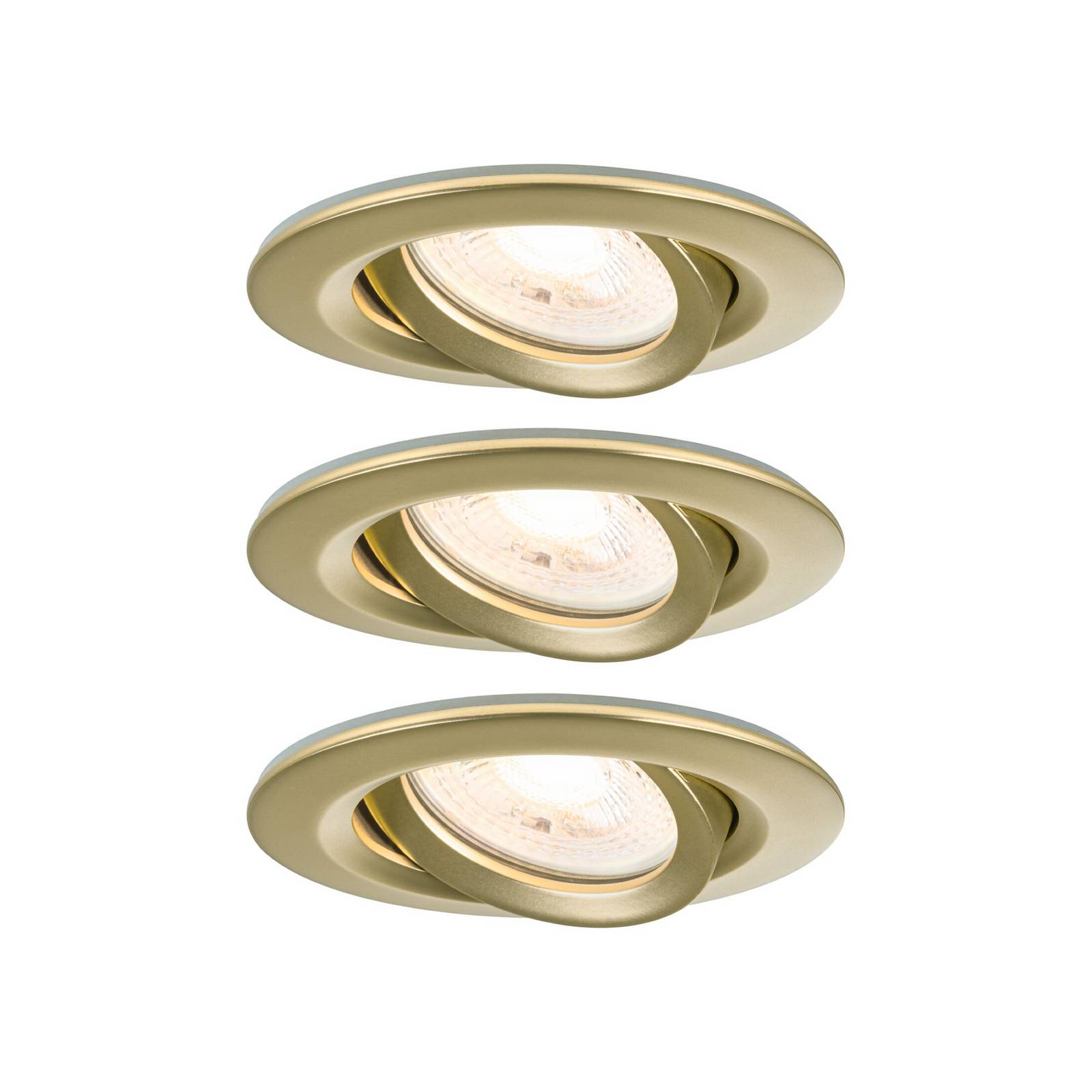 Paulmann Einbauspot Nova, 3er, gold, dimmbar, IP65, 2.700 K