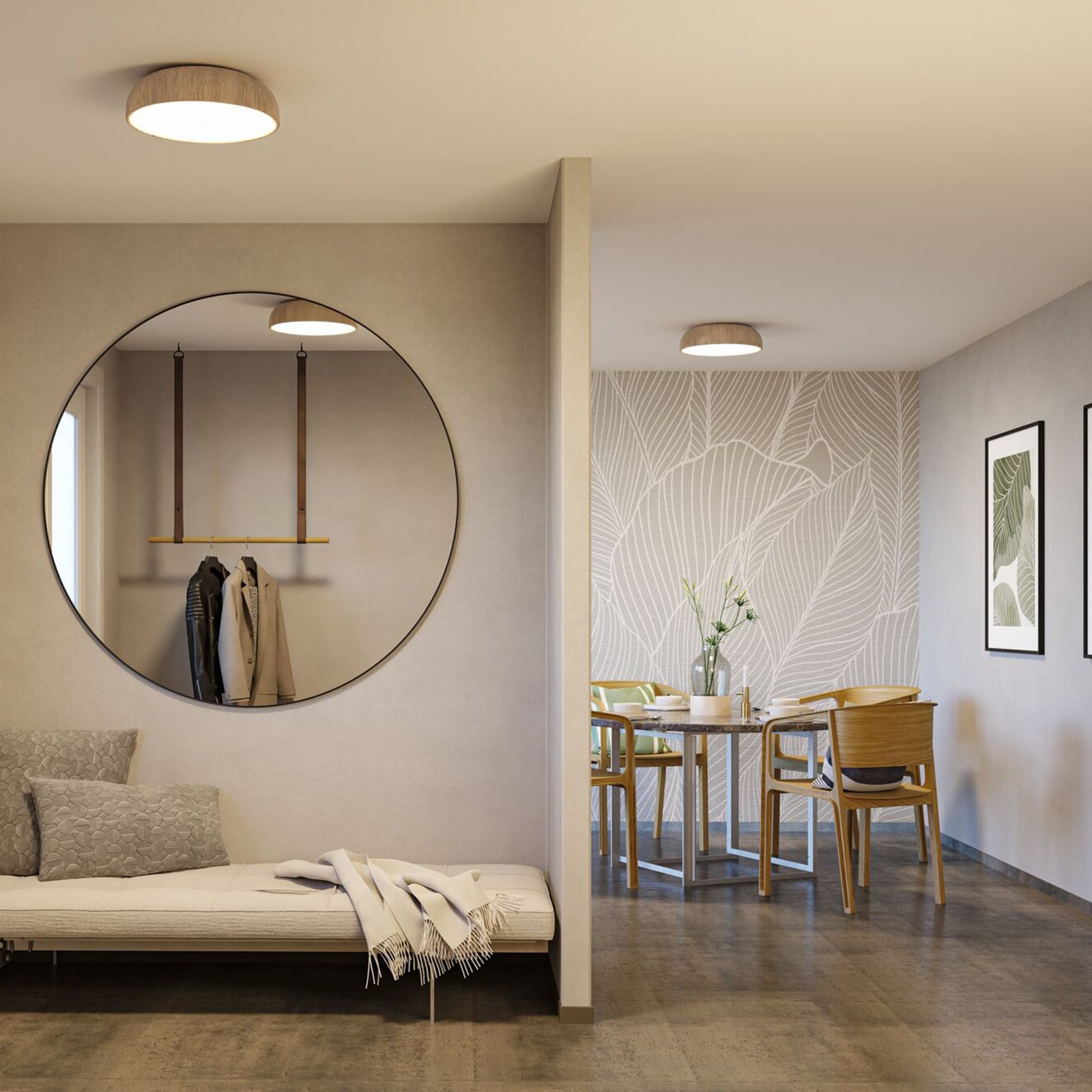 Oka LED Taklampe IP44 Hvit/Træ - Paulmann