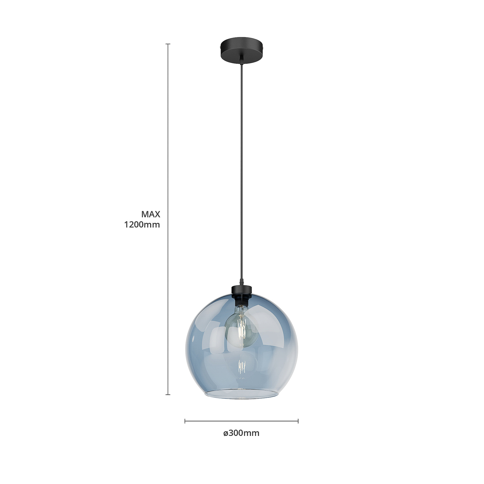 Suspension Cubus, à 1 lampe, bleue