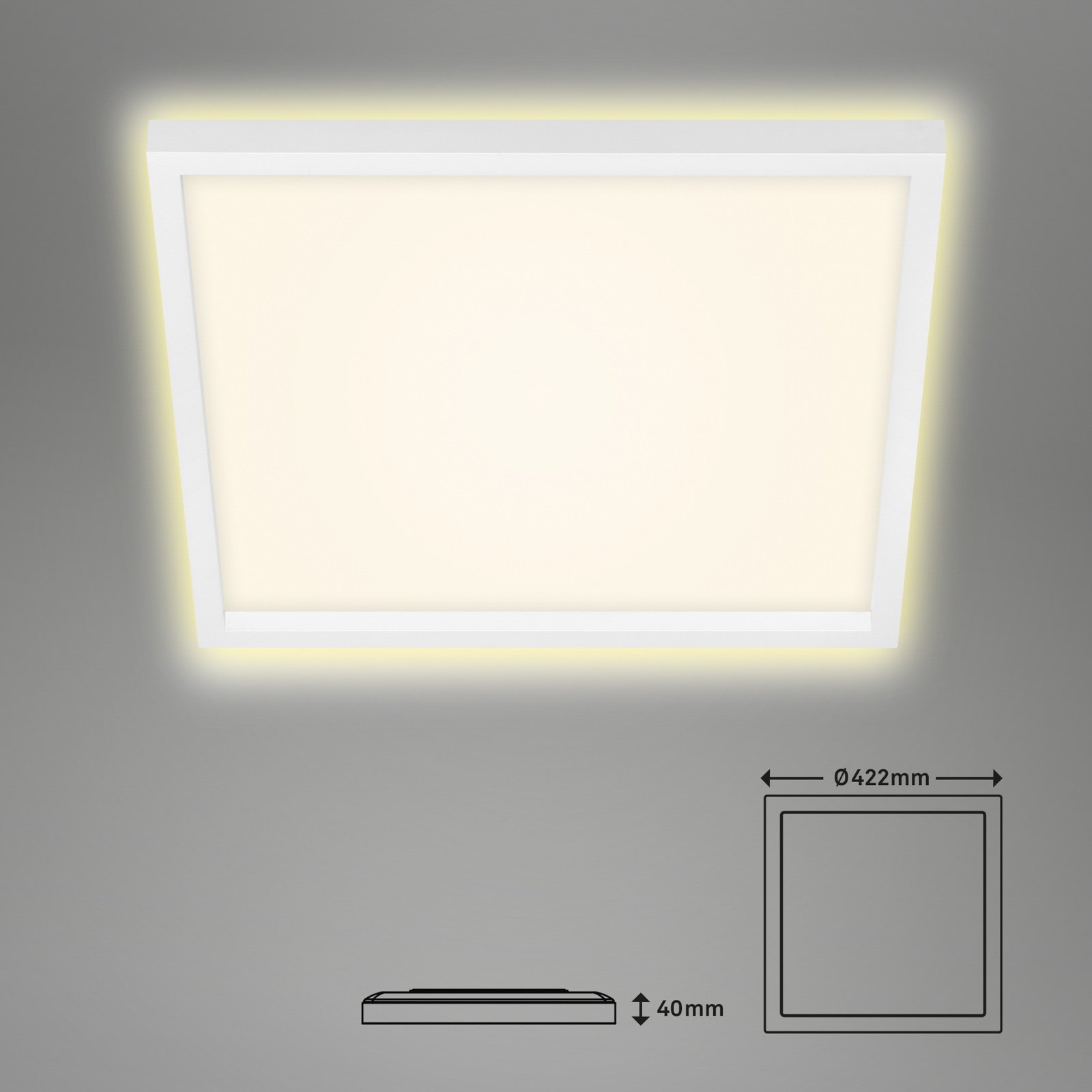 Plafonnier LED 7364, 42 x 42 cm, blanc