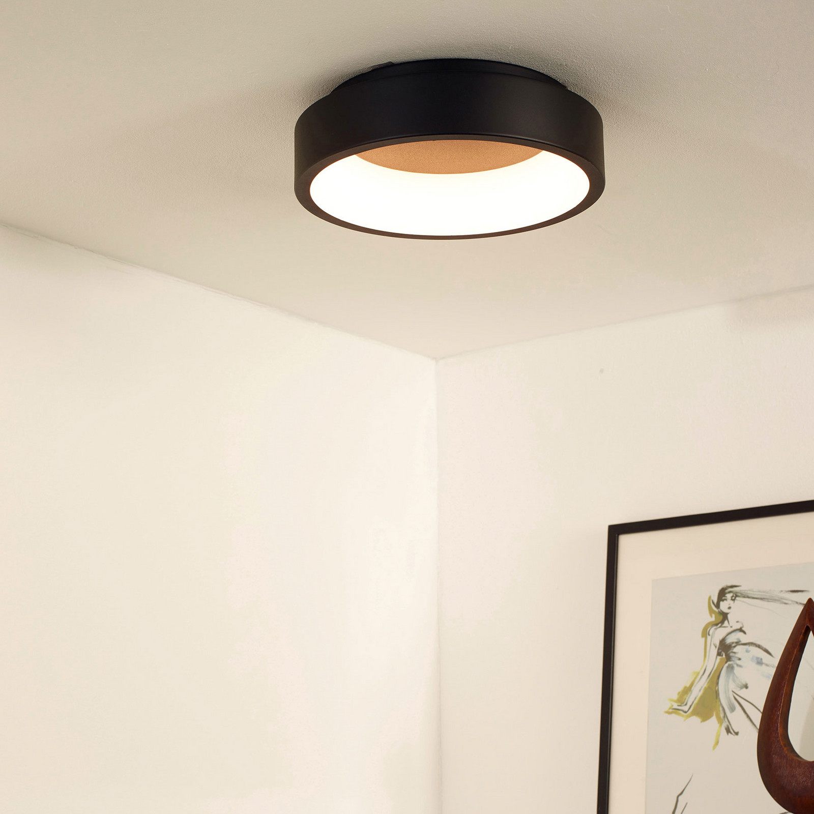 Lucide Plafonieră cu LED Talowe negru Ø 30 cm - Camera de zi / sufragerie - modern - negru alb - Metal
