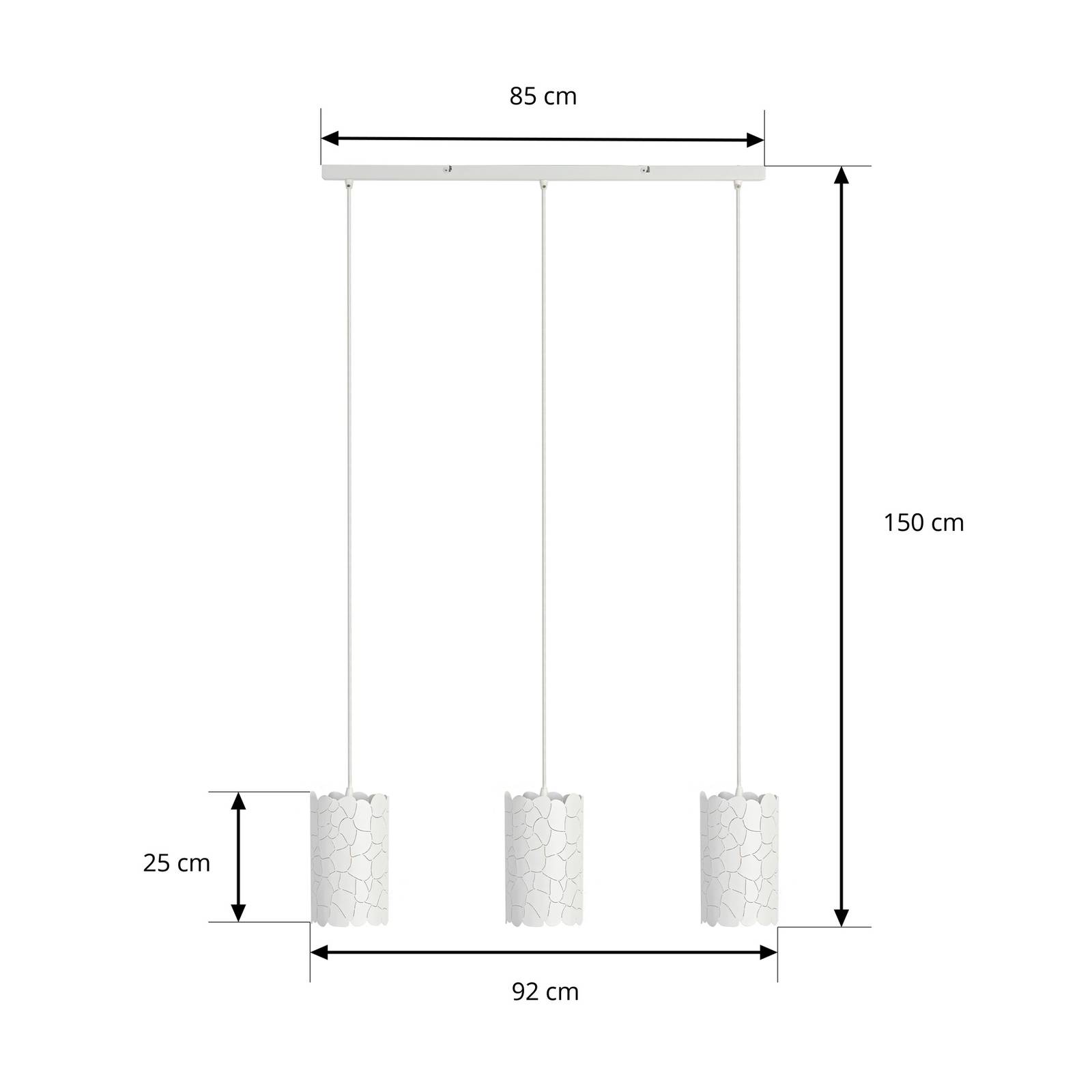 Lindby pendellampa Aralena vit 3-ljus metall