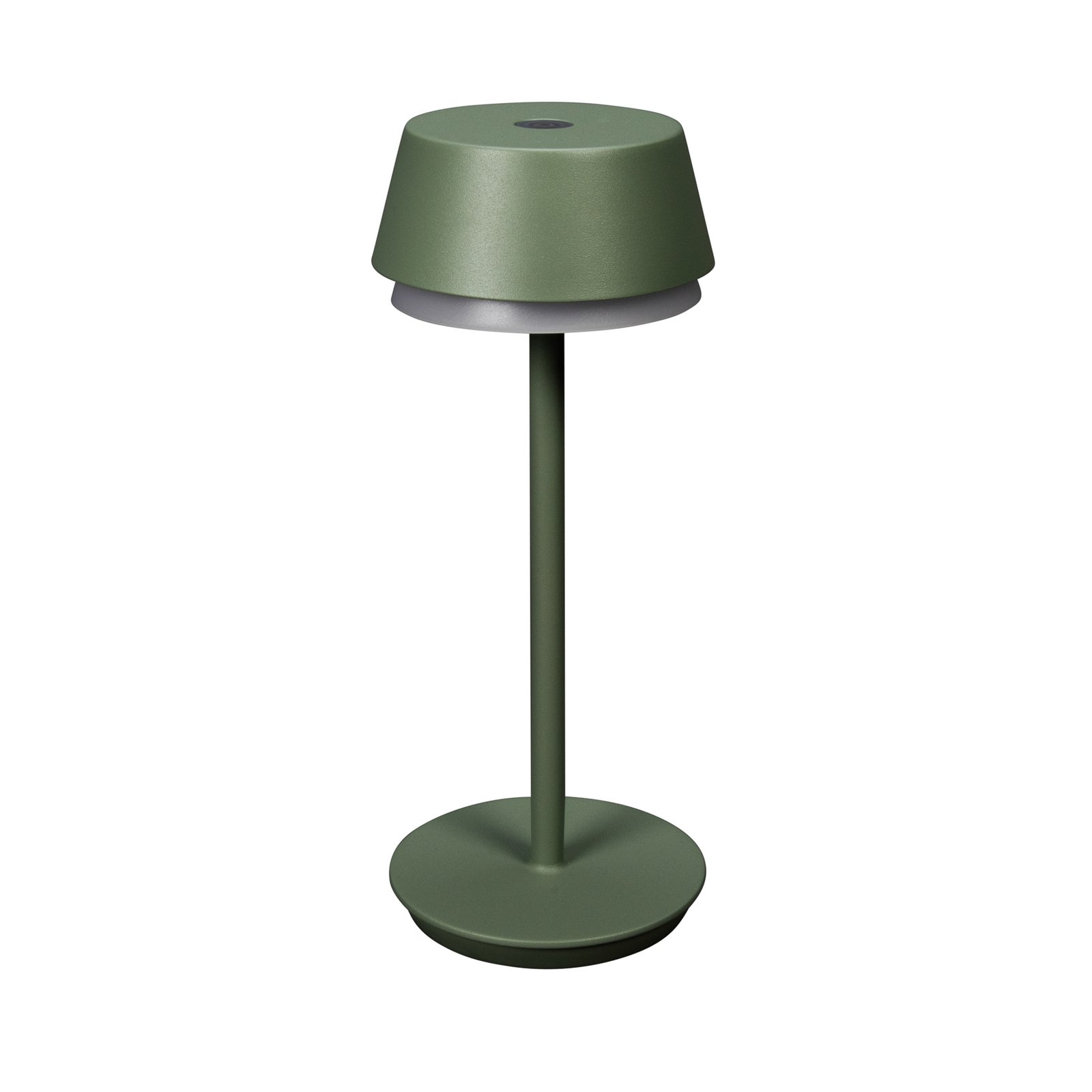 Lampe de table LED à accu Lyon, vert/gris, IP54, variateur d'intensité,