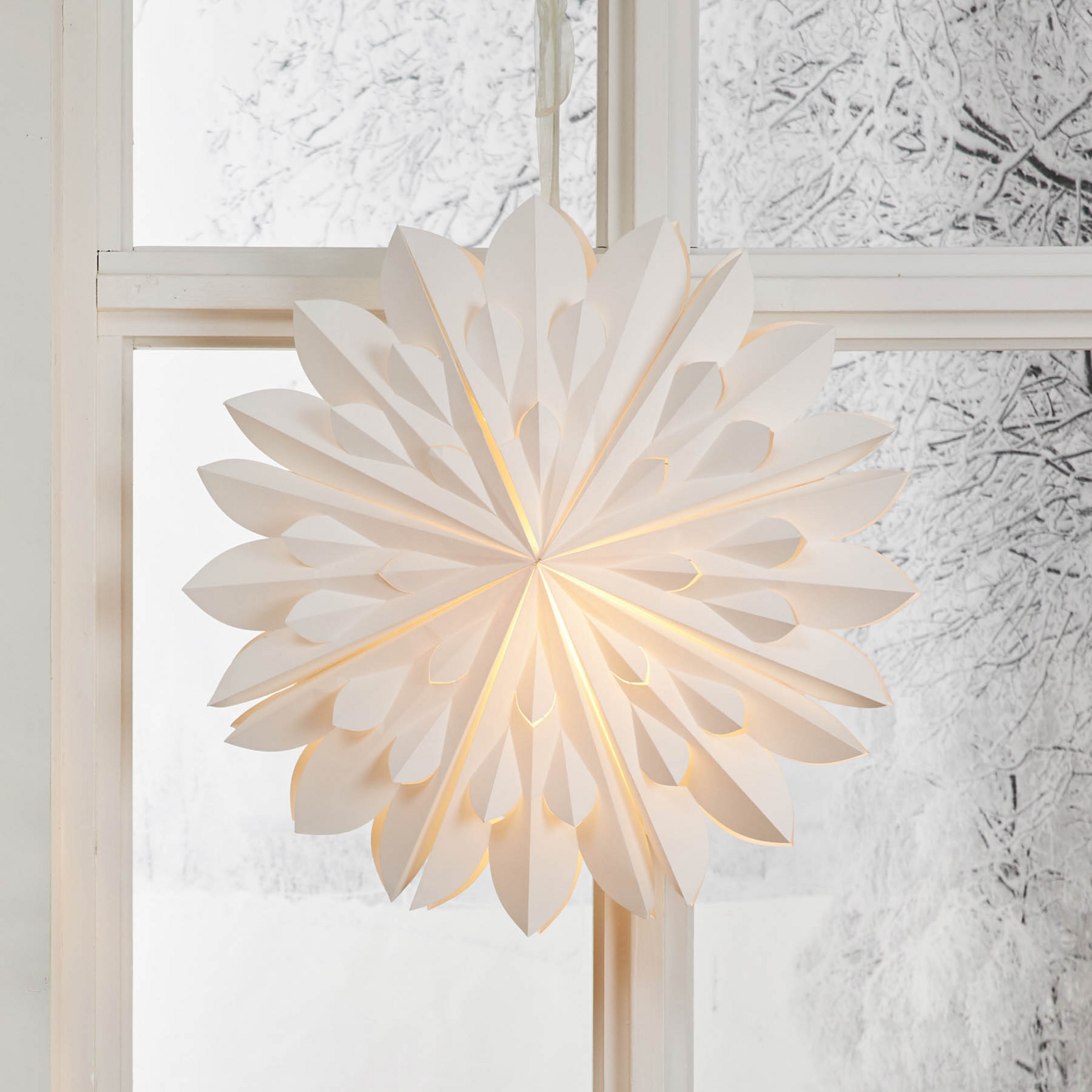 Διακοσμητικό αστέρι Cliff, χάρτινο, χωρίς υποδοχή λευκό Ø 60cm