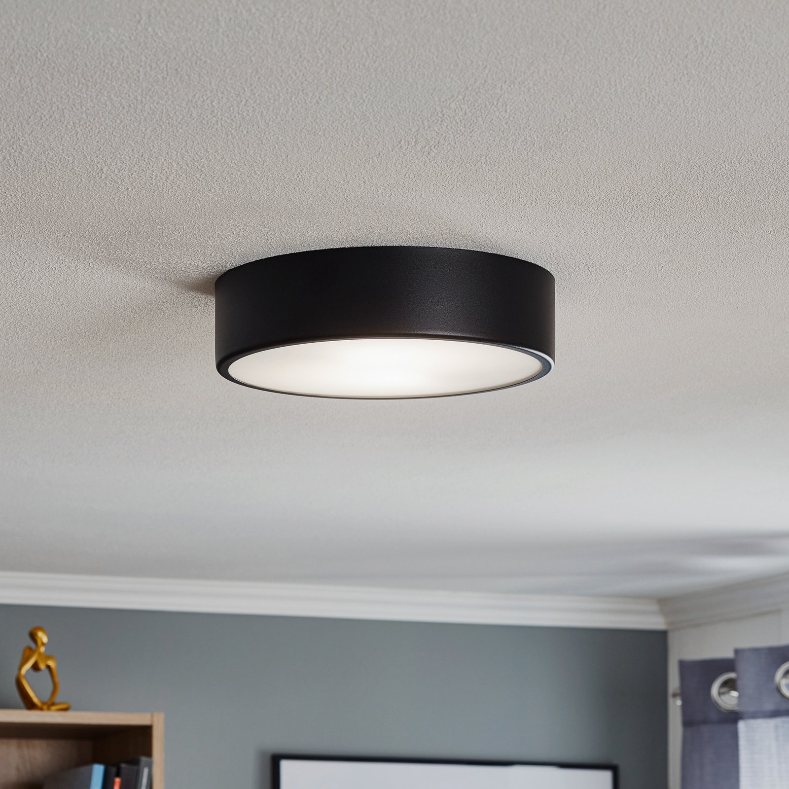 Cleo 300 ceiling light, sensor, Ø 30 cm black