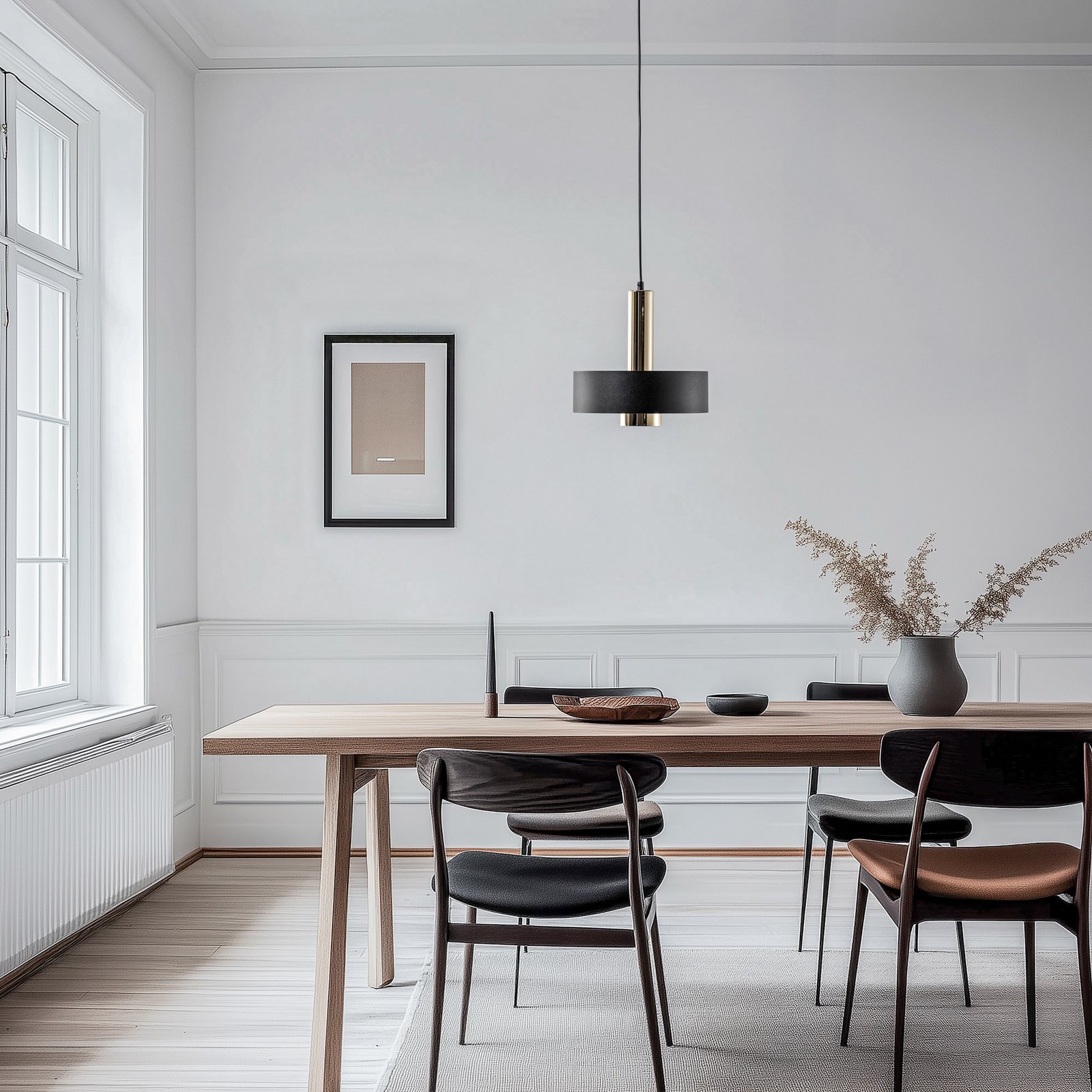 Hanglamp Rif Lux, zwart/goud, Ø 25 cm, staal