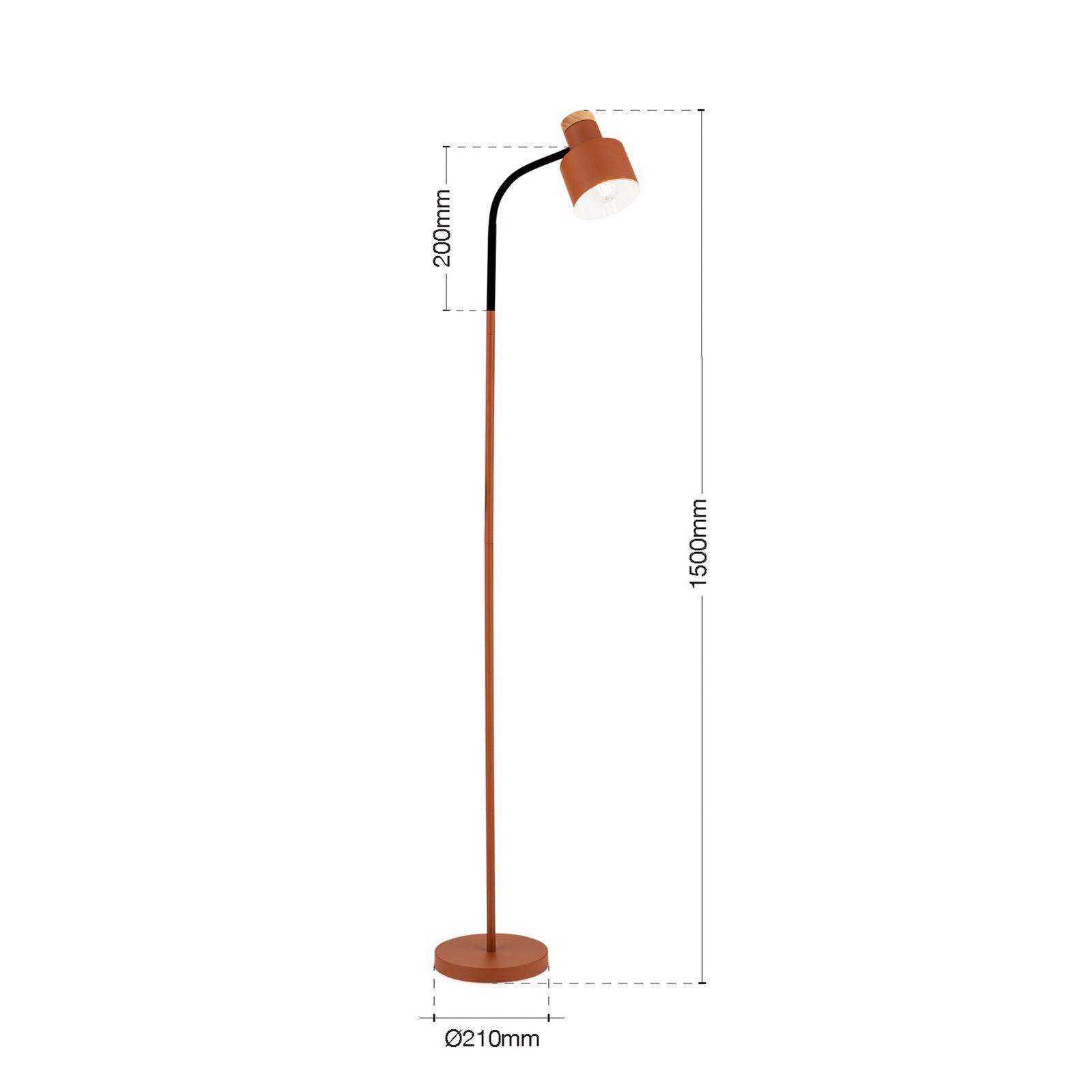 Gulvlampe Gili, stål, koralrød, højde 150 cm, E27