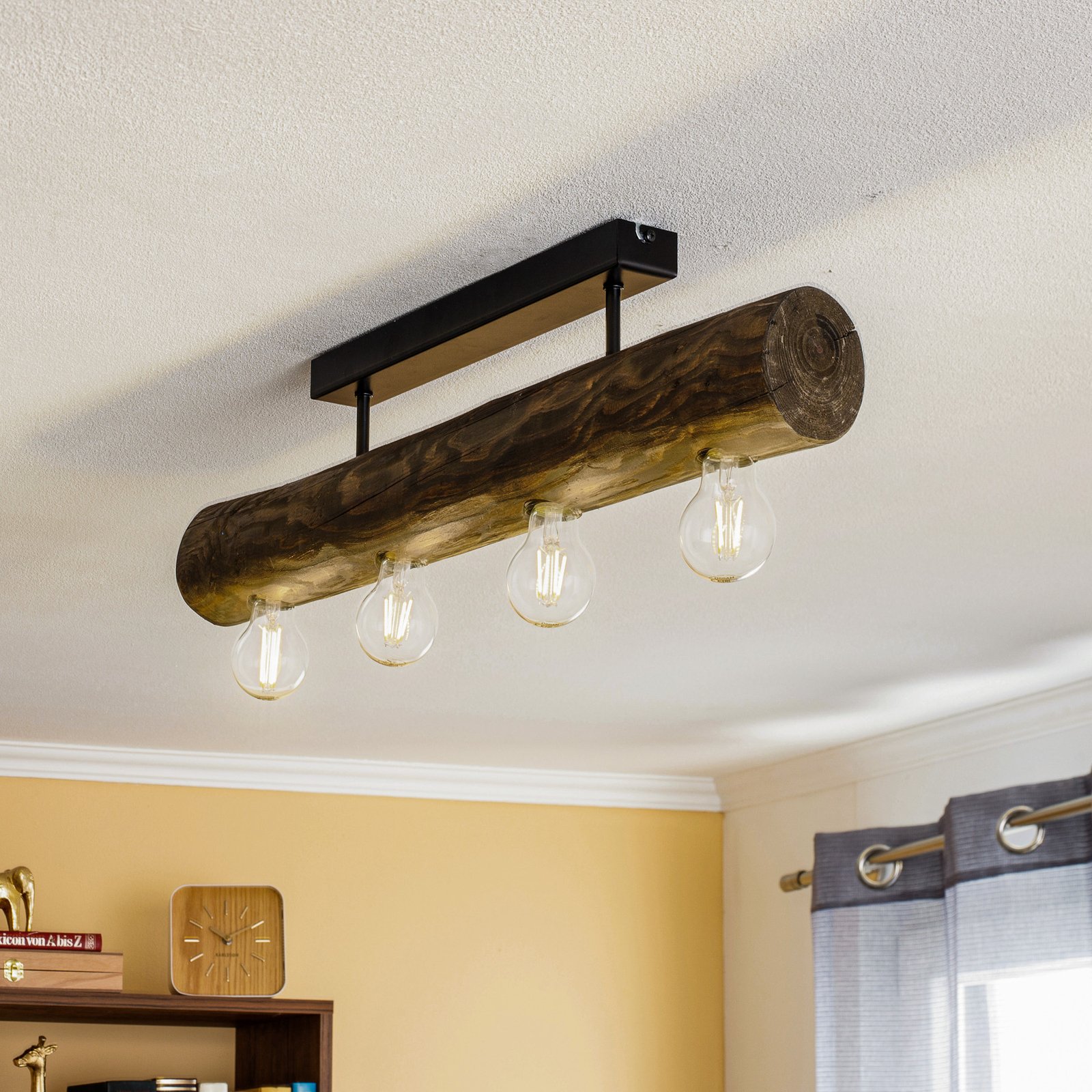 Beam 4 Plafondlamp Dark Pine Wood - Envostar