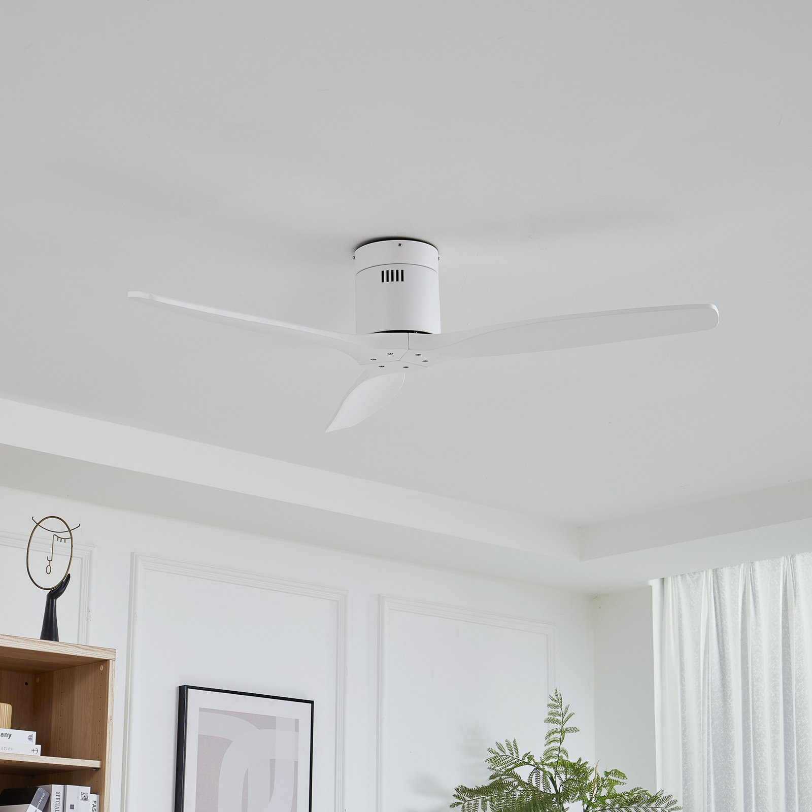 Lucande ventilatore da soffitto Vindur, bianco, DC, silenzioso, Ø 132 cm
