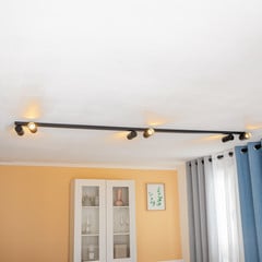 Loftspot Mono VI, sort/guld, 6 lyskilder