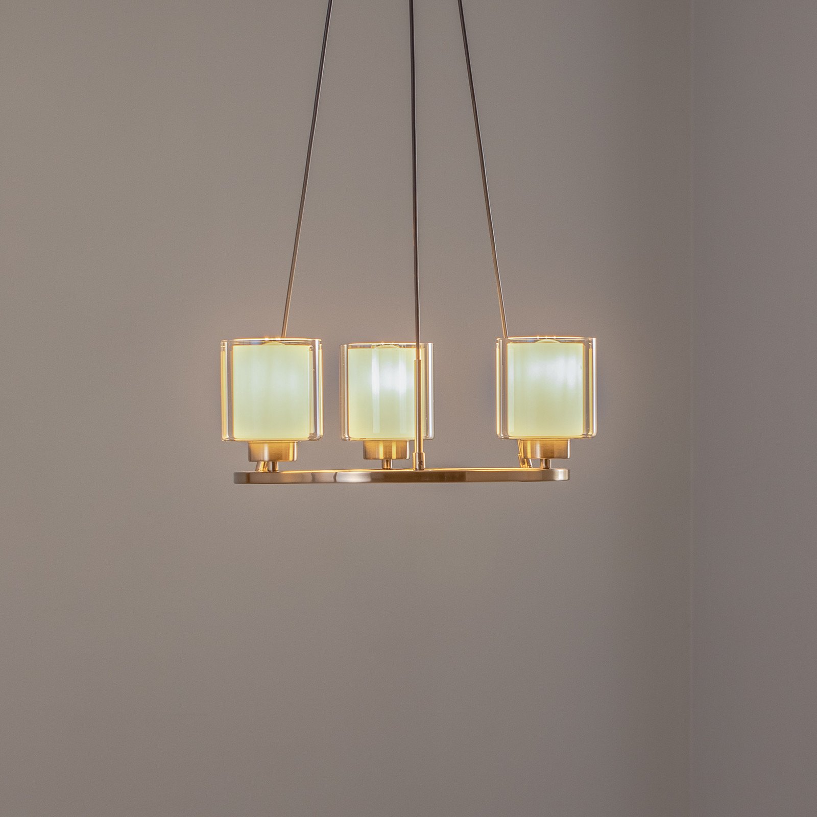 Lucea Candelabru Ressa Ø 44 cm alamă antică 3 becuri. - Camera de zi / sufragerie - alamă antică transparentă