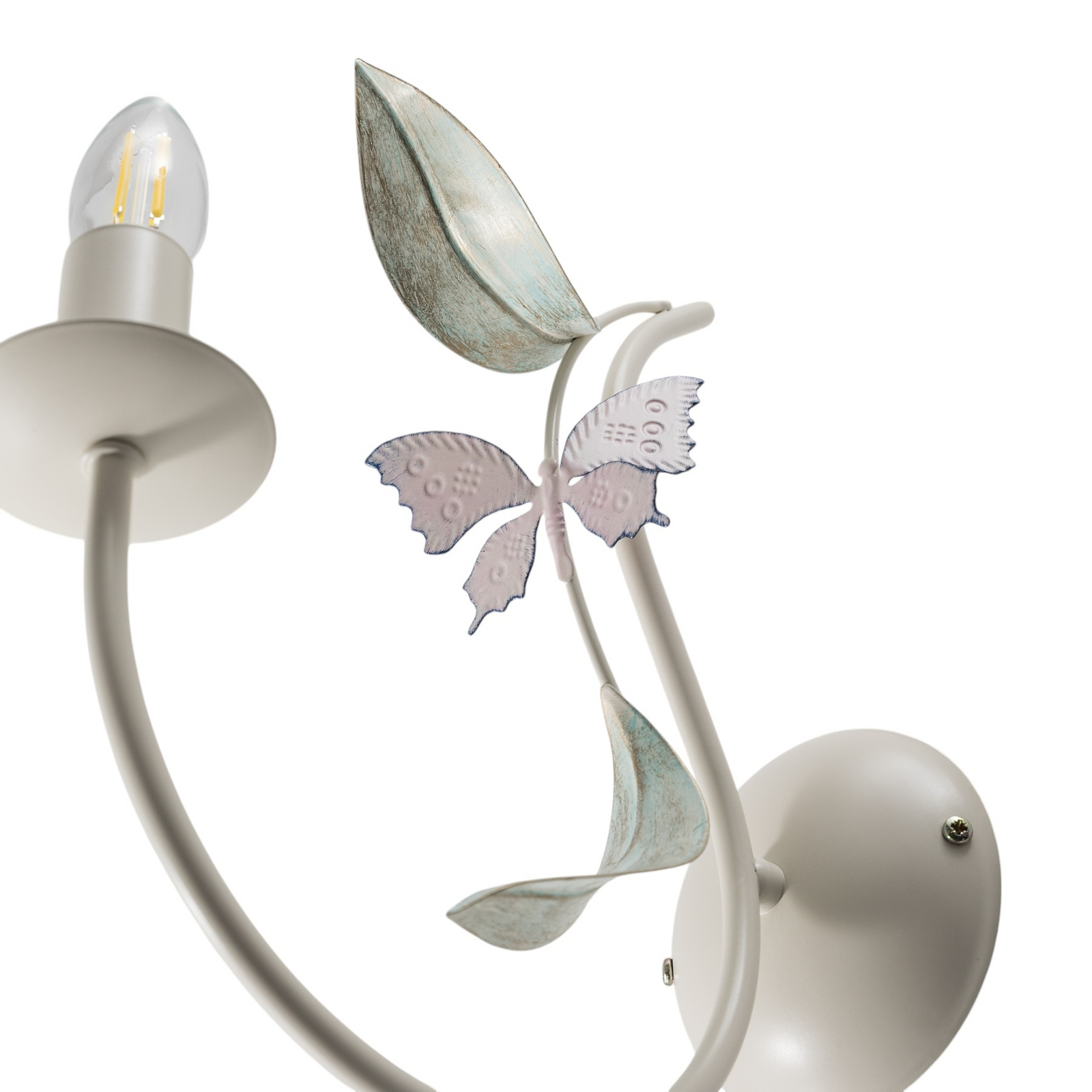 Wandlamp Summer, wit/groen/roze, breedte 11 cm, staal