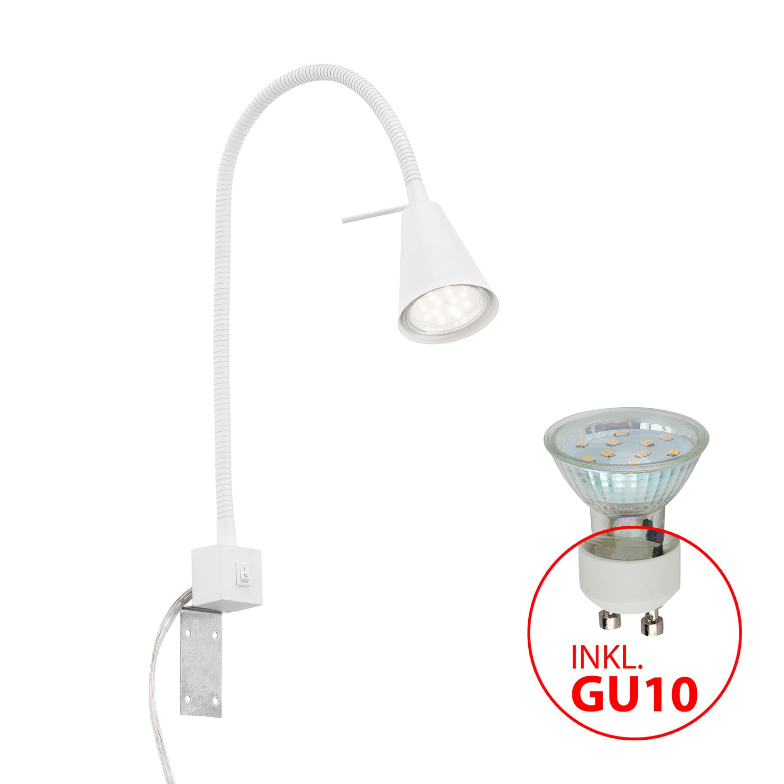 LED-Wandlampe Tuso, Bettmontage, weiß