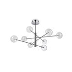 Suspension IDEAL LUX Equinoxe, chrome/transparent, à 8 lampes