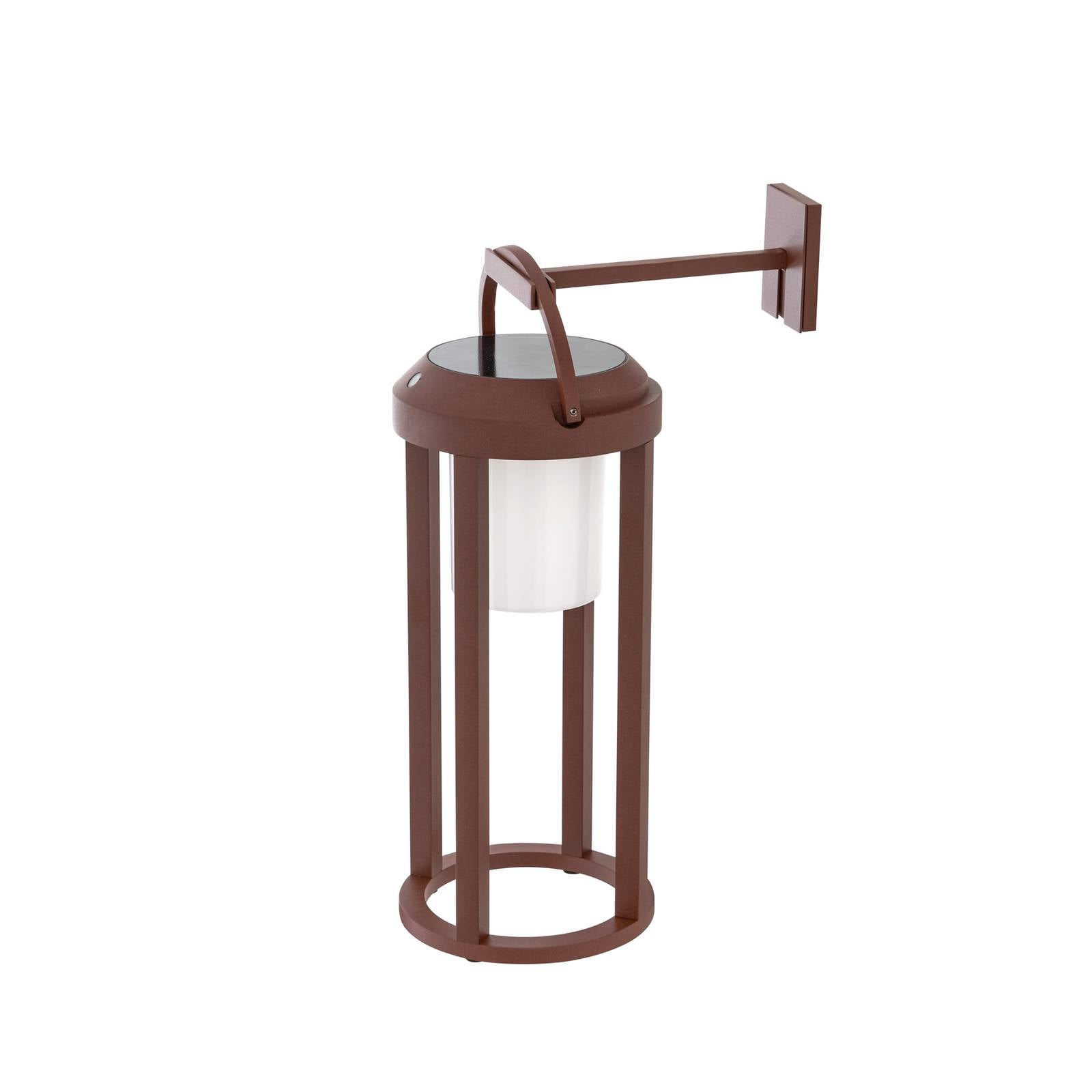 Lucande 2-in-1 LED-Solar-Wandleuchte Tilena, rost, rund, Alu