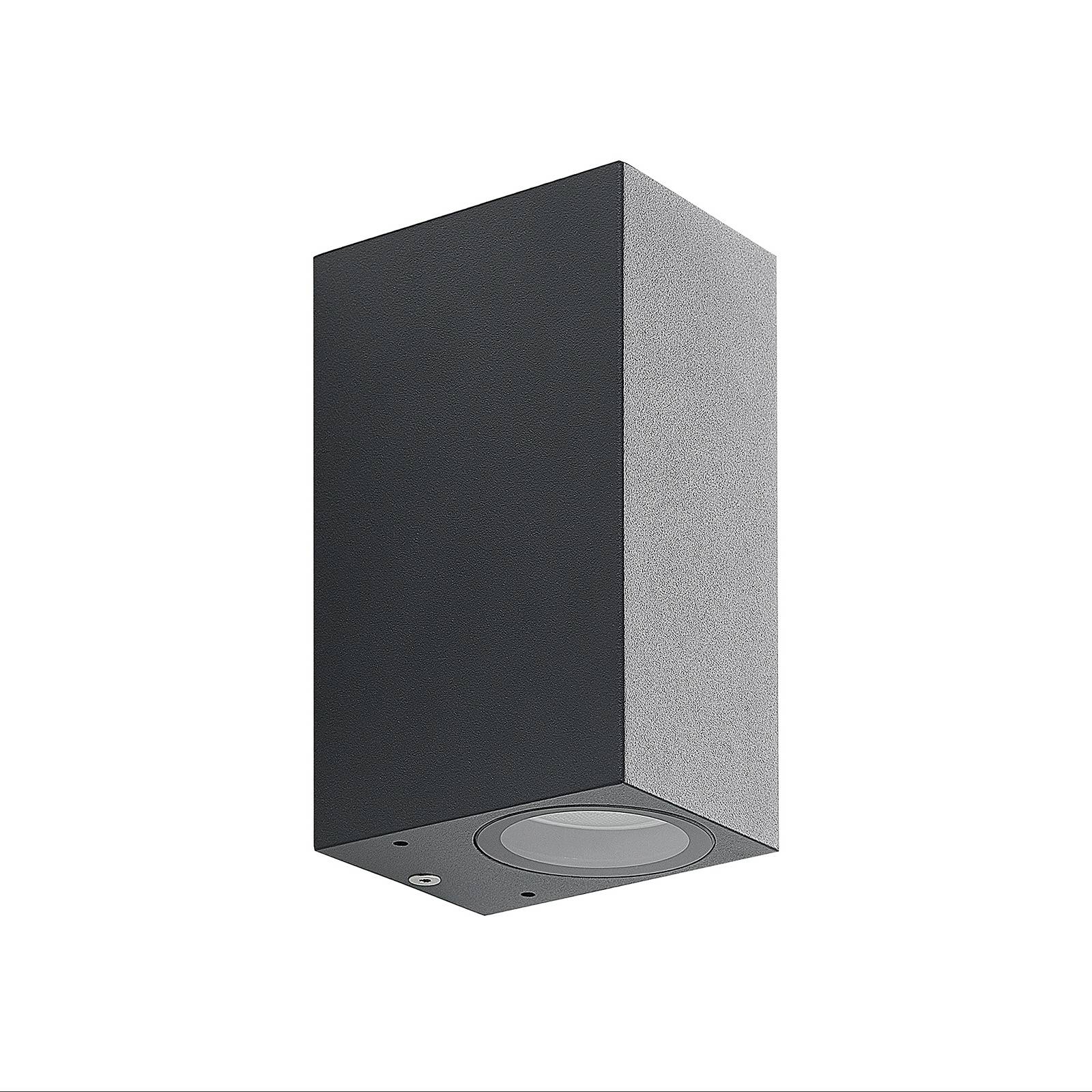 ELC Fijona LED outdoor wall lamp, angular, 15 cm, die-cast aluminium, GU10, 5 W, W: 6.8 cm, H: 15 cm