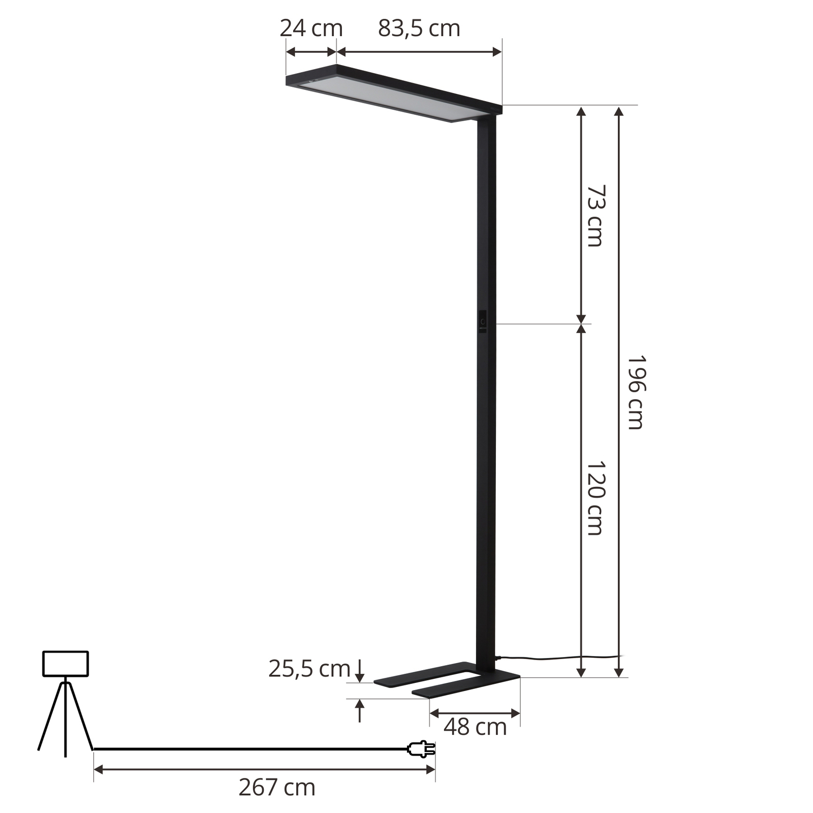 Arcchio Finix LED-Stehleuchte schwarz 100W dimmbar