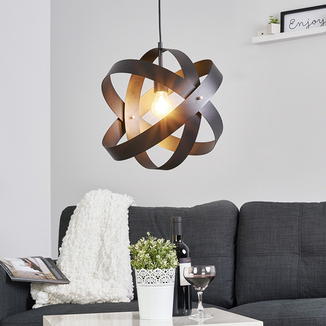 Zwarte LED-pendellamp Cara met drie ringen