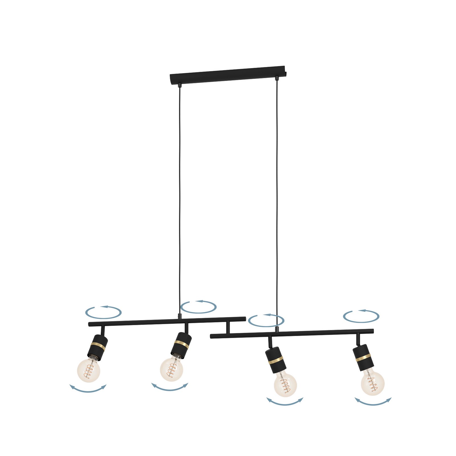 Lurone pendel, sort, fire lys