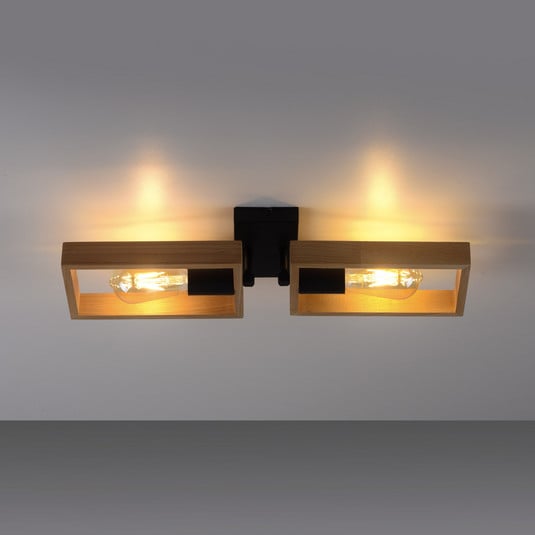 Deckenleuchte Frame aus Holz, zweiflammig