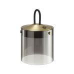 LED tafellamp Lumeo, Ø 13 cm, messingkleurig/rookgrijs