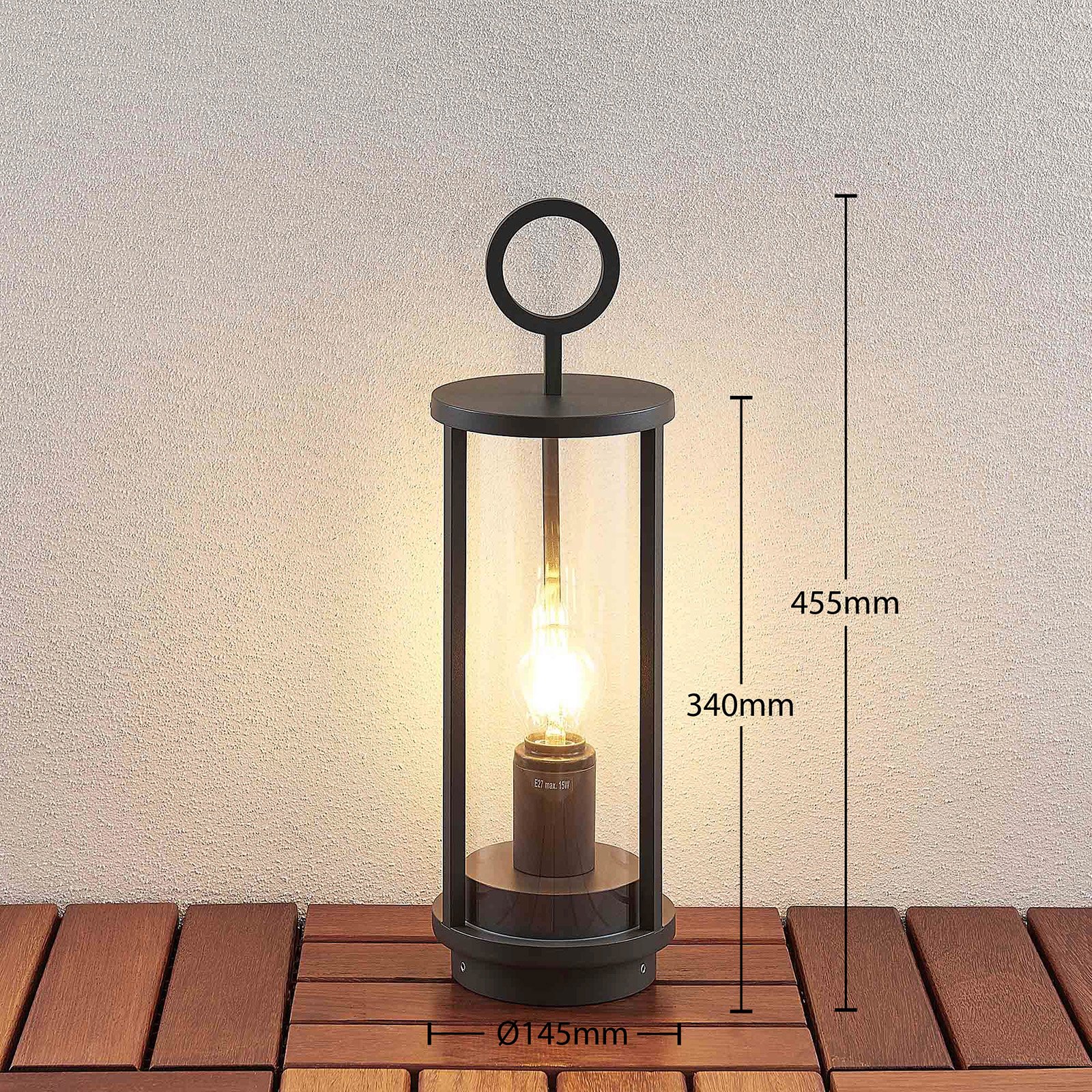 Lucande Emmeline -pollarilamppu, korkeus: 34 cm