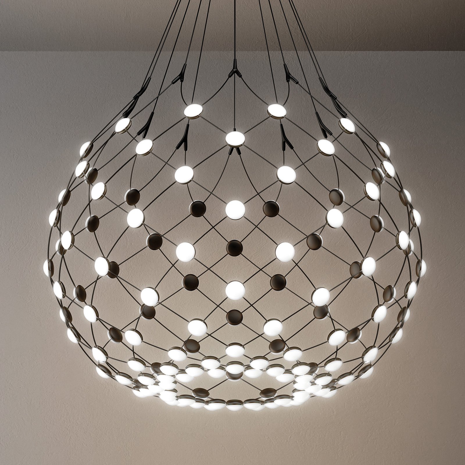 Luceplan Candeeiro de suspensão LED Mesh Ø 80cm 3m de suspensão