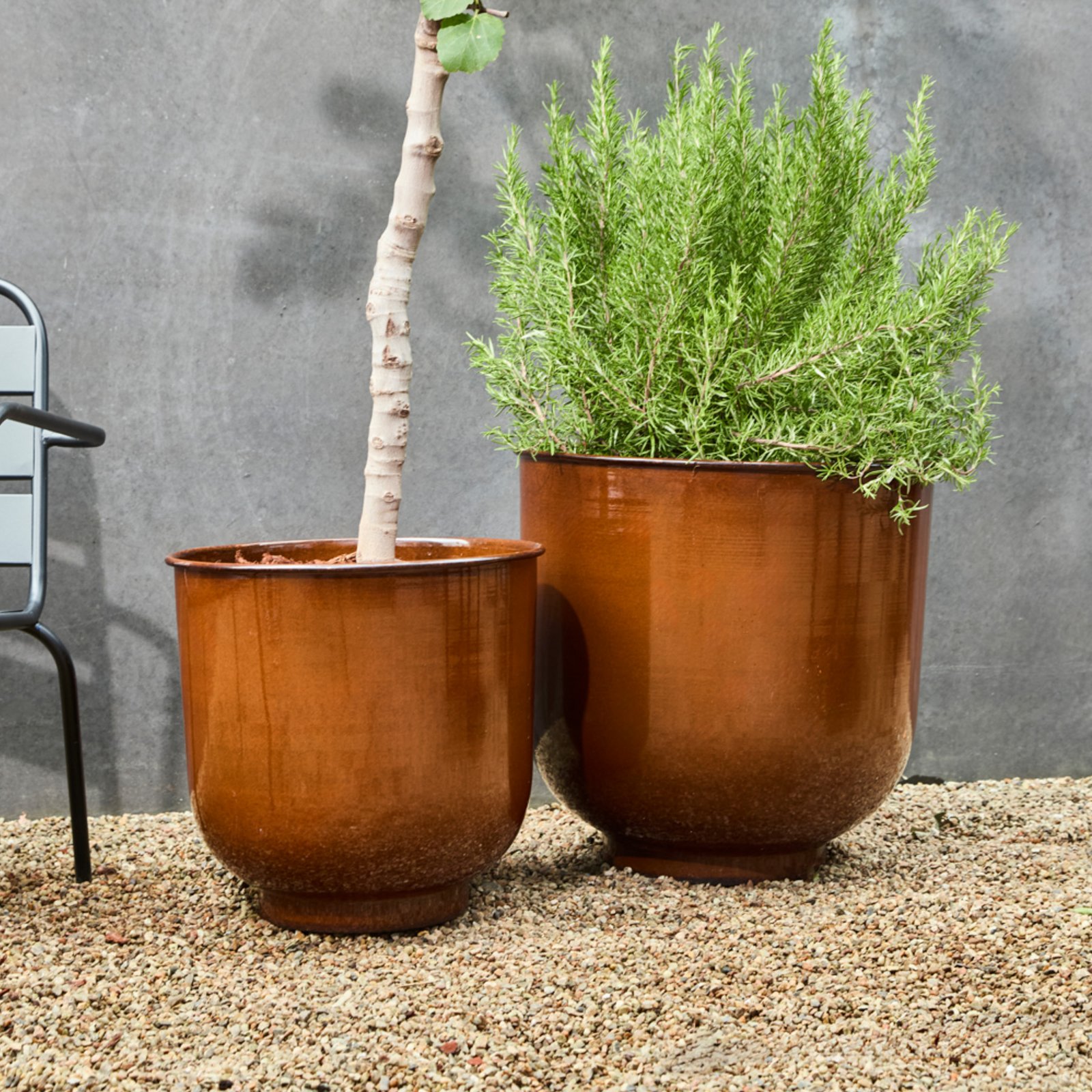 HDCove Flower Pot, Brown, Metal, Set of 2 - House Doctor
