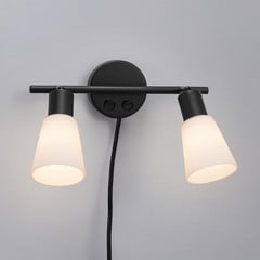 Applique Cole, a 2 luci, spina, vetro, due interruttori