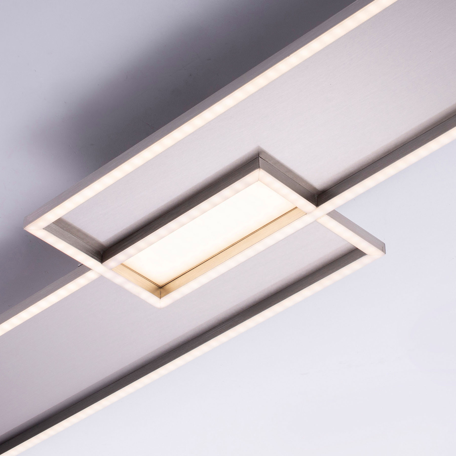 Plafonnier LED Amara, deux rectangles, argenté