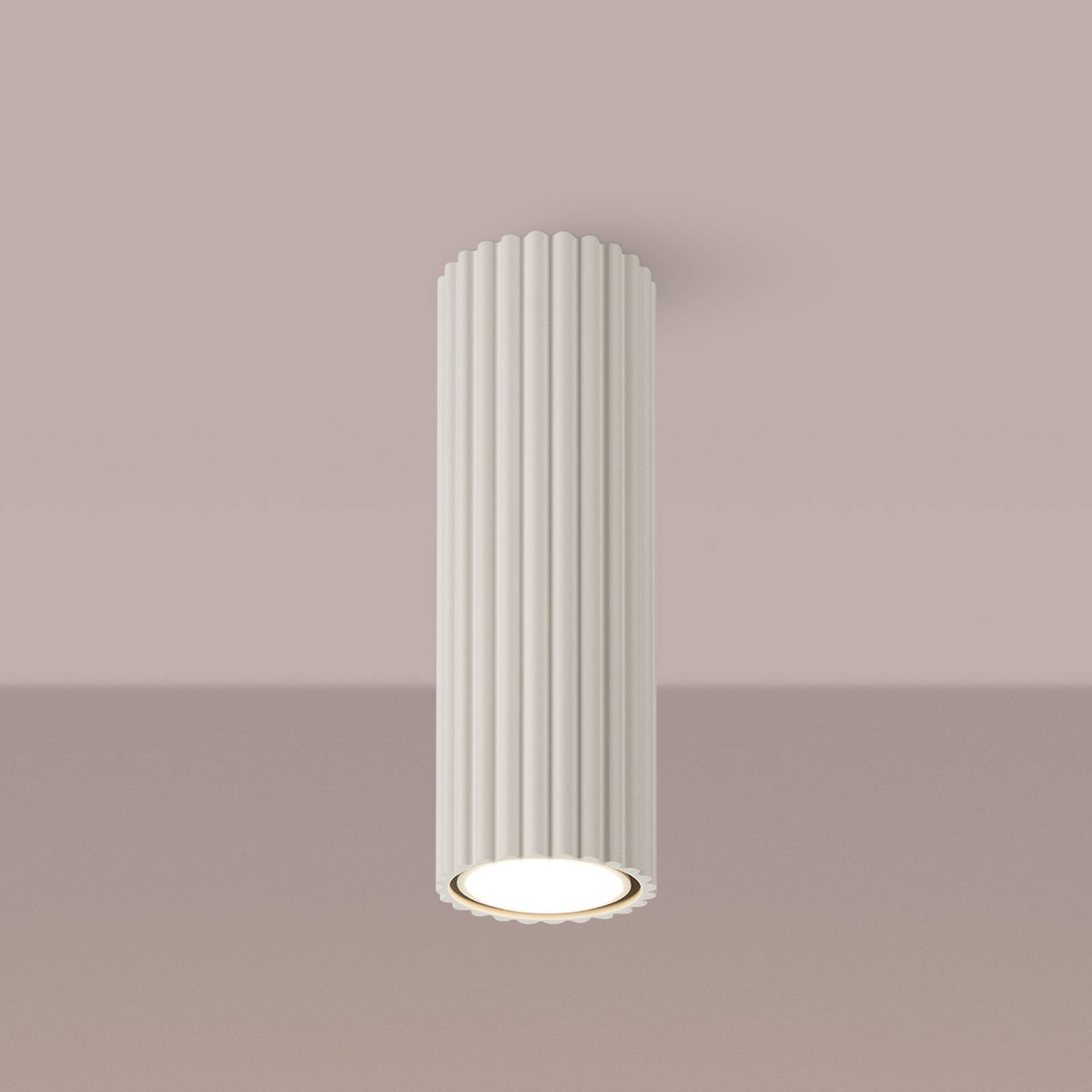 Lampa sufitowa Carbon, beżowa, wysokość 20 cm, aluminium