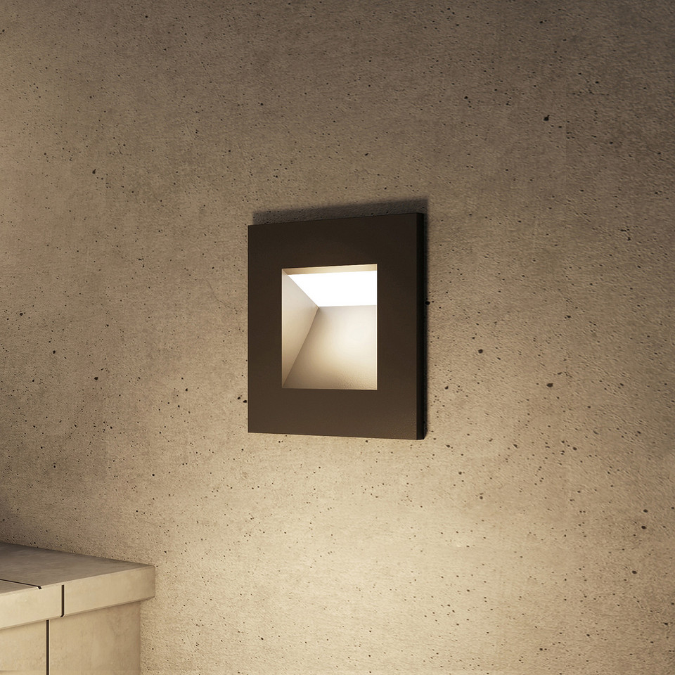 Arcchio Zamo Inbyggdsvägglampa IP65, svart från Arcchio