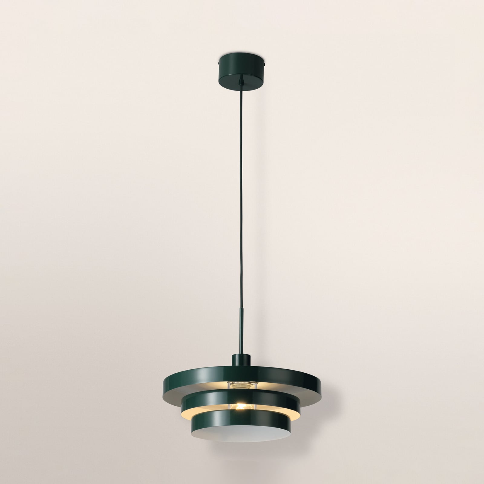 Lampă suspendată OSRAM Decor Layer, verde închis, Ø 40 cm, metal