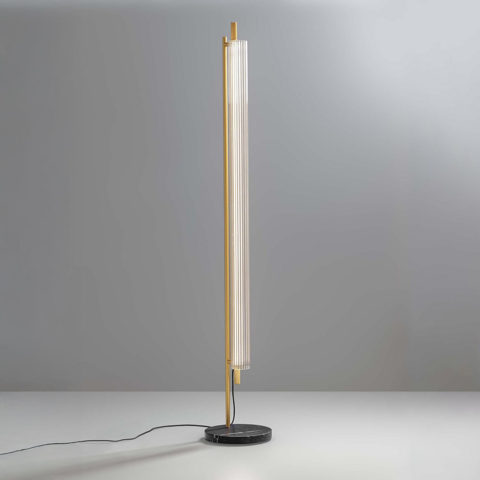 OLEV LED-Stehleuchte TRISEL, gold, Metall, 2.700 K, dimmbar