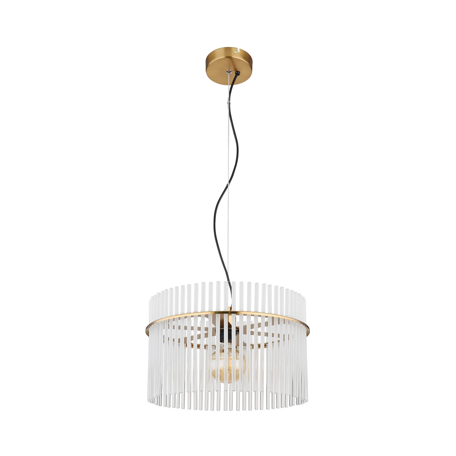 Gorley lógó lámpa, fehér/arany, Ø 40 cm, üveg, E27