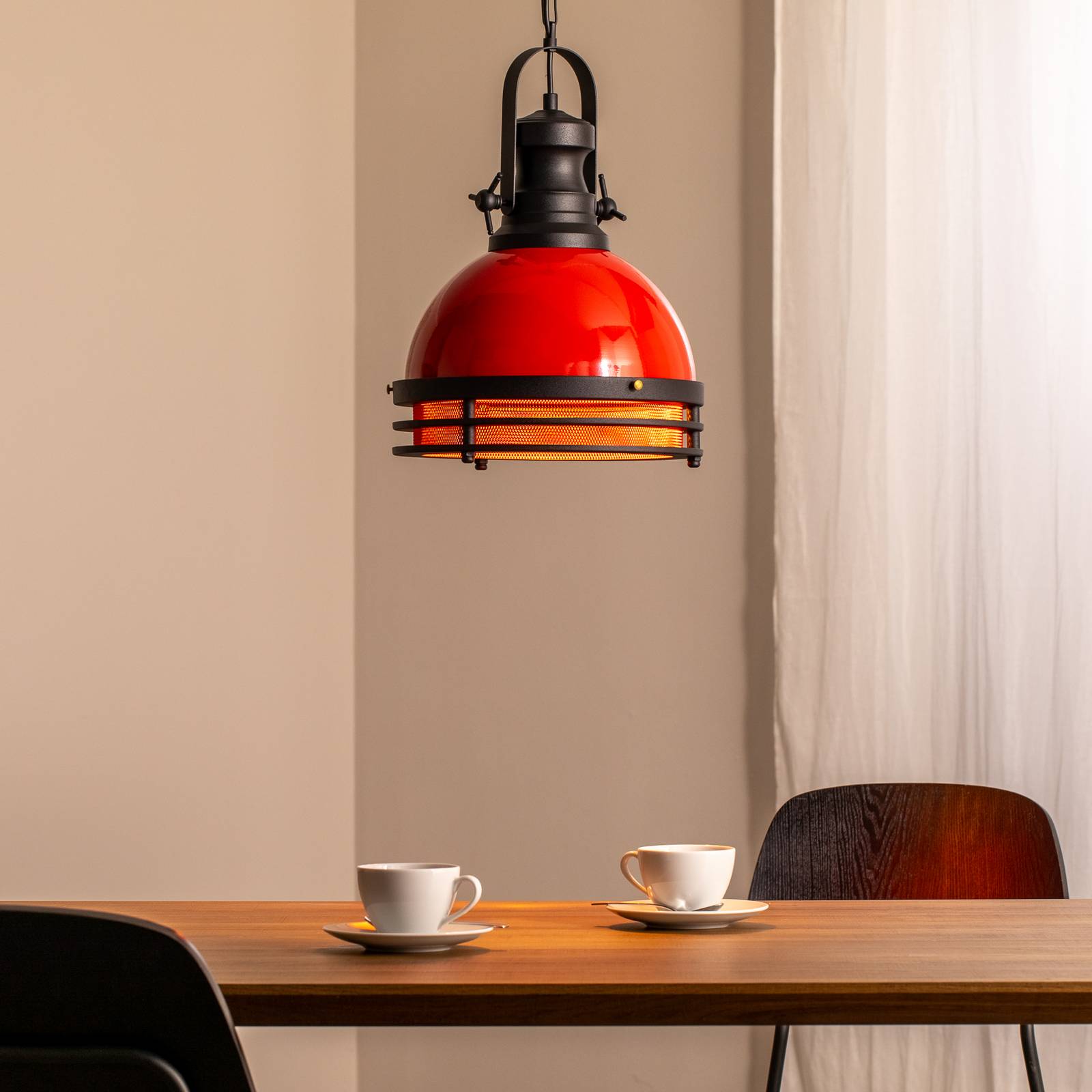 Hängeleuchte Saglam 3762, rot/schwarz, Eisen, Ø 32 cm günstig online kaufen