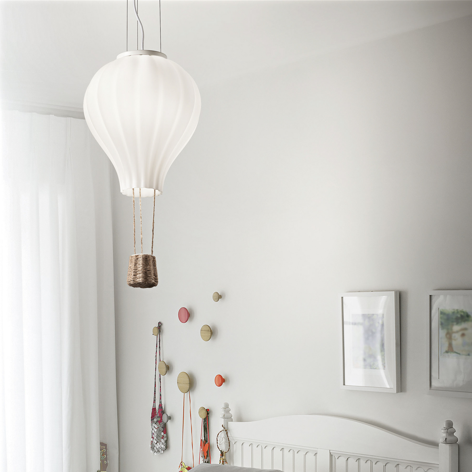 Candeeiro suspenso Ideal Lux Dream Big, branco, vidro opalino, Ø 42 cm Candeeiro suspenso Ideal Lux Dream Big, branco, vidro opalino, Ø 42 cm
