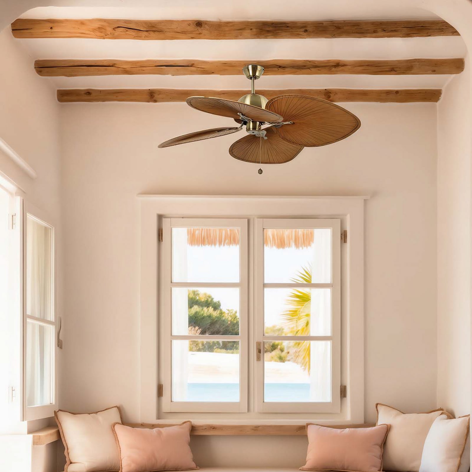 Cuba L ceiling fan, Ø 132 cm, four-blade, antique gold Cuba L ceiling fan, Ø 132 cm, four-blade, antique gold