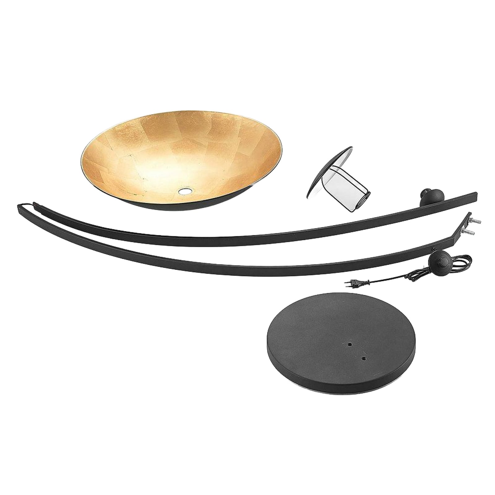 Lindby Bogenstehlampe Emilienne, schwarz, goldfarben, 180 cm Lindby Bogenstehlampe Emilienne, schwarz, goldfarben, 180 cm