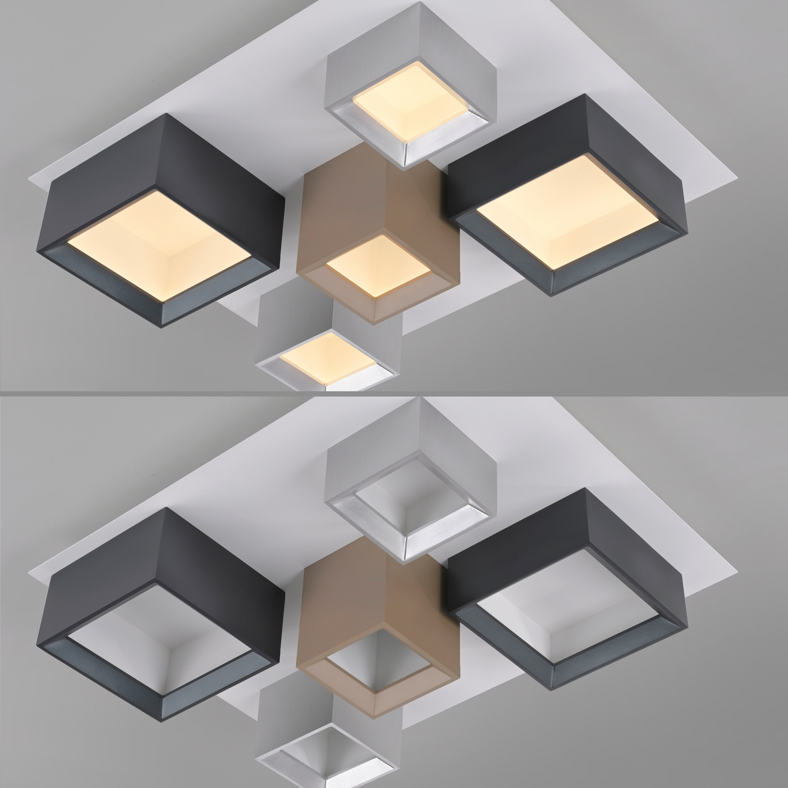 LED-stropna svetilka PURE Manhatten, večbarvna, 5-žarilna, CCT