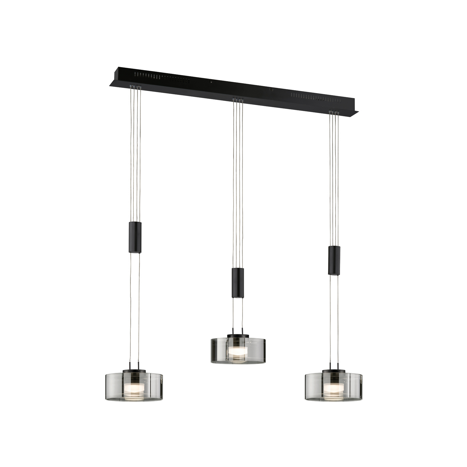 LED-pendellampe Lavin, længde 100 cm, sand sort/røggrå LED-pendellampe Lavin, længde 100 cm, sand sort/røggrå